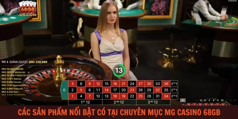 Các sản phẩm nổi bật có tại chuyên mục MG Casino 68gb
